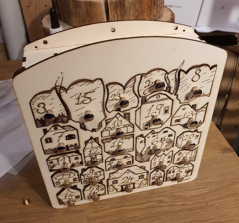 A wooden Christmas calendars