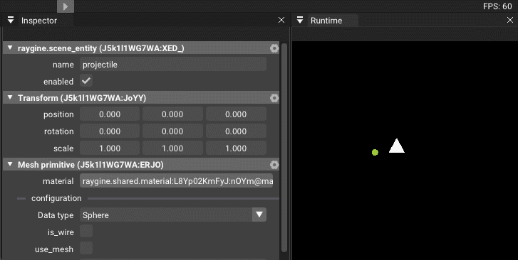 Raygine editor gif showing input handling